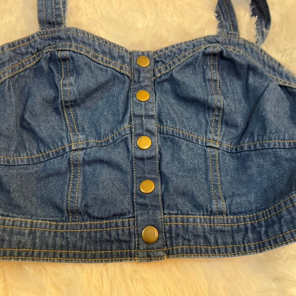 NWOT Japna Denim Crop Top Size M - Picture 7 of 7